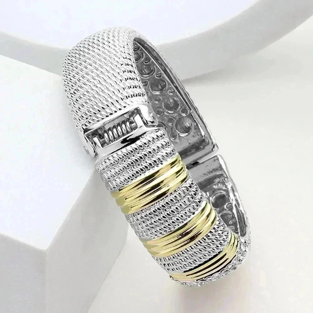 Two Tone Chunky Bangle Bracelet - image 2